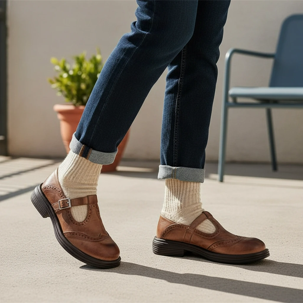 Damen Mary Jane Ballerinas Klassisch Freizeit Komfort