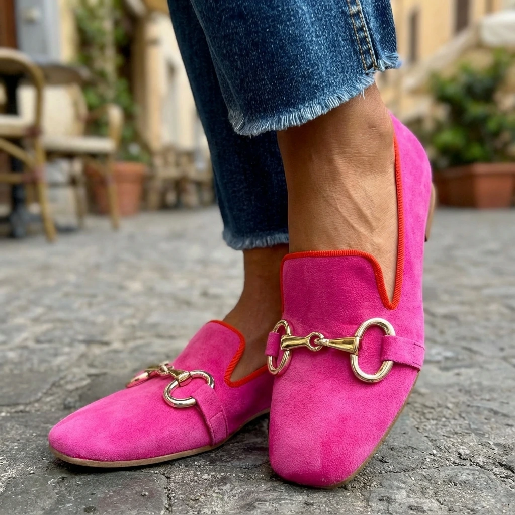 Damen Loafer mit Schnallen Casual Komfort