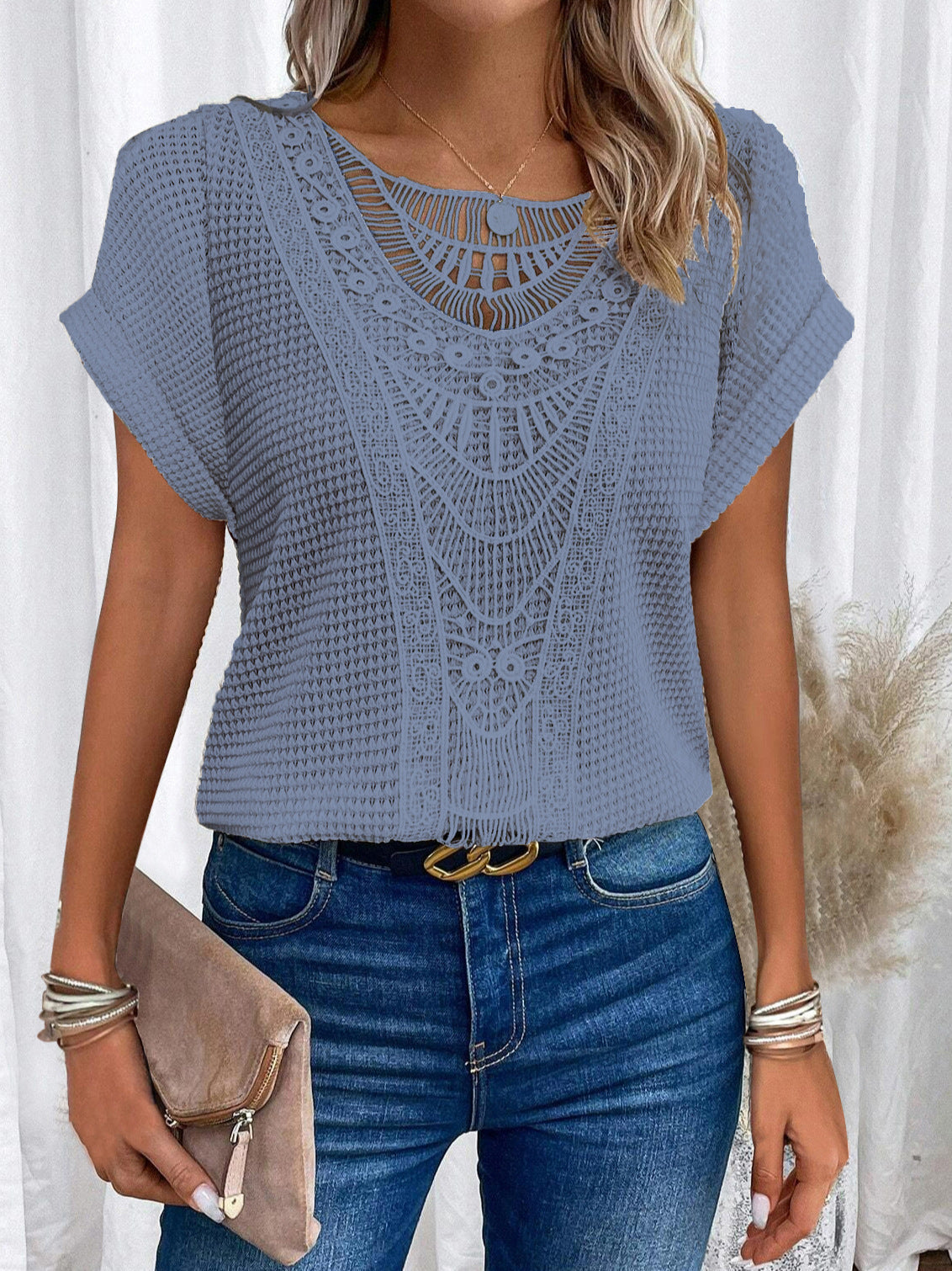 Damen T-Shirt Regular Fit Sommer Kurzarm Freizeit