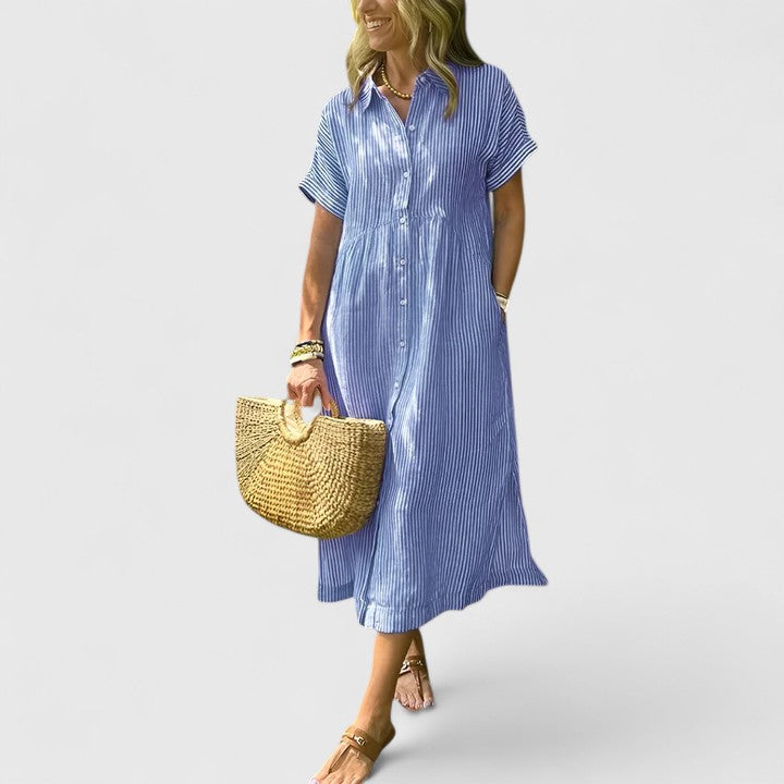 Damen Kleid Regular Fit Freizeit mit Streifenmuster