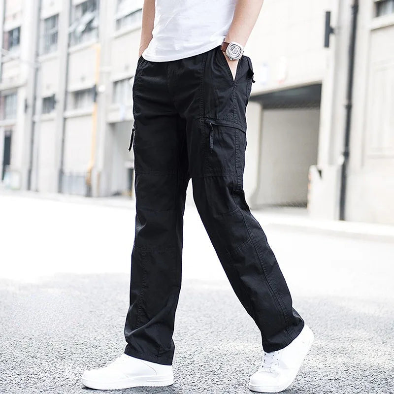 Cargo-Hose Herren Relaxed Fit Casual mit verstellbarem Bund