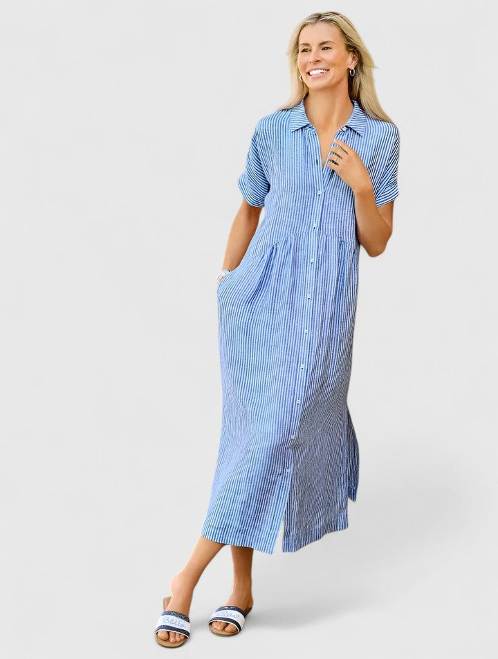 Damen Kleid Regular Fit Freizeit mit Streifenmuster