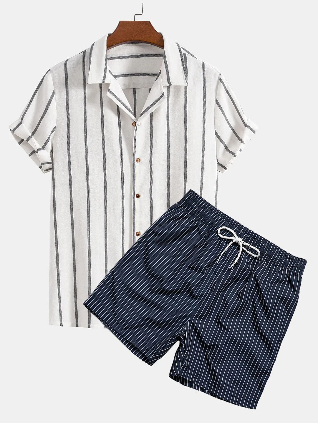Rudi | Herren Sommer Freizeit Set Relaxed Fit Kurzarmhemd und Shorts