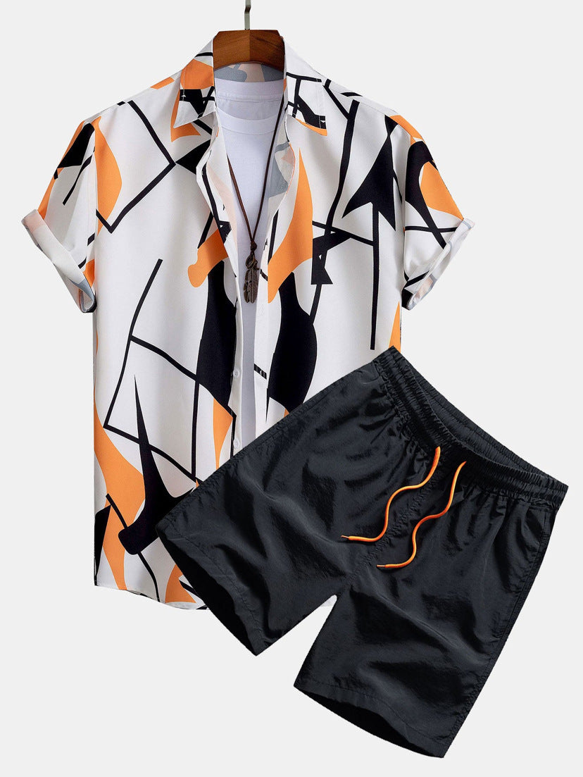 Rudi | Herren Sommer Freizeit Set Relaxed Fit Kurzarmhemd und Shorts