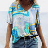 Damen T-Shirt Relaxed Fit Freizeit Boho Marmormuster