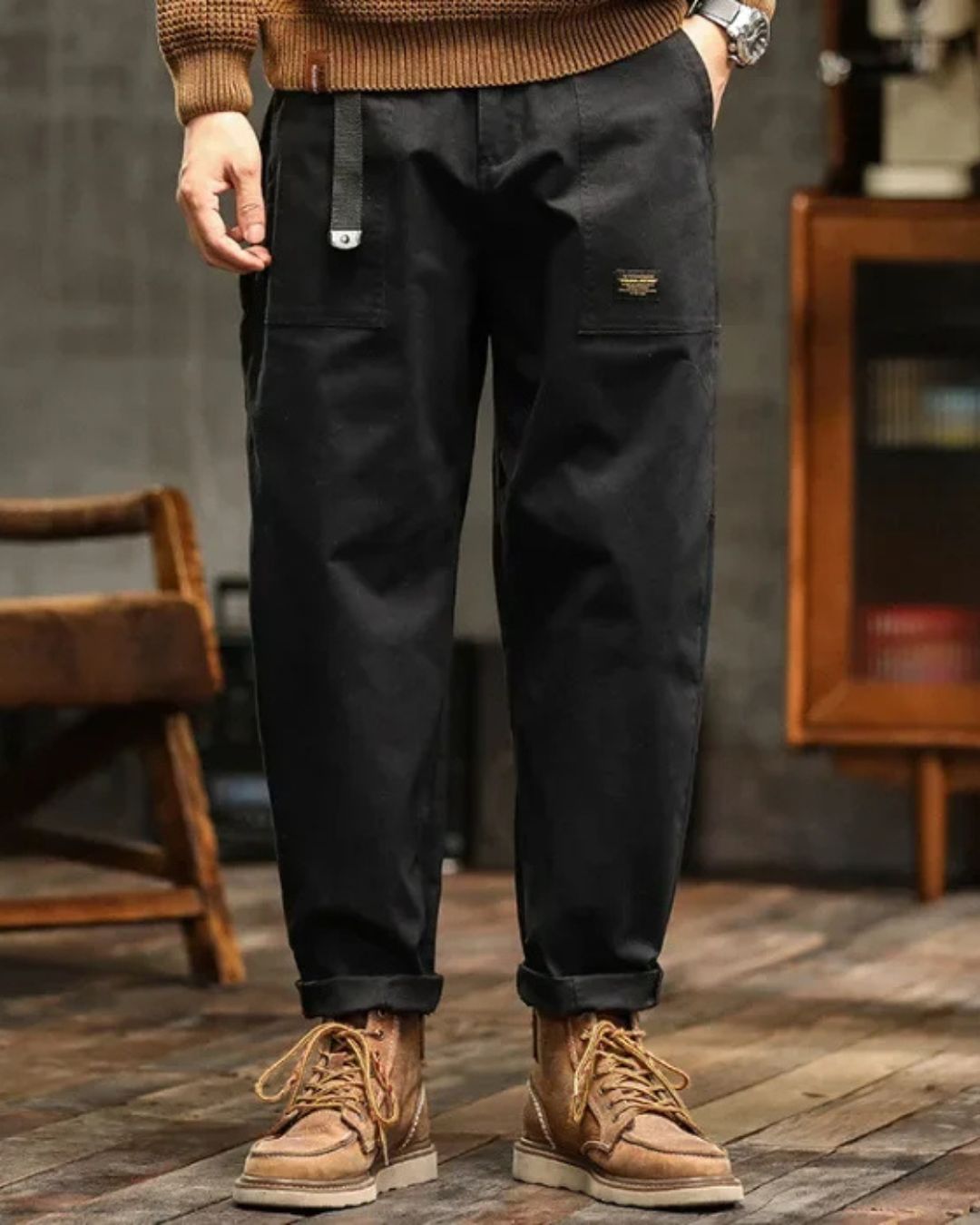 Herren Robuste Cargo-Hosen mit Taschenpaneelen