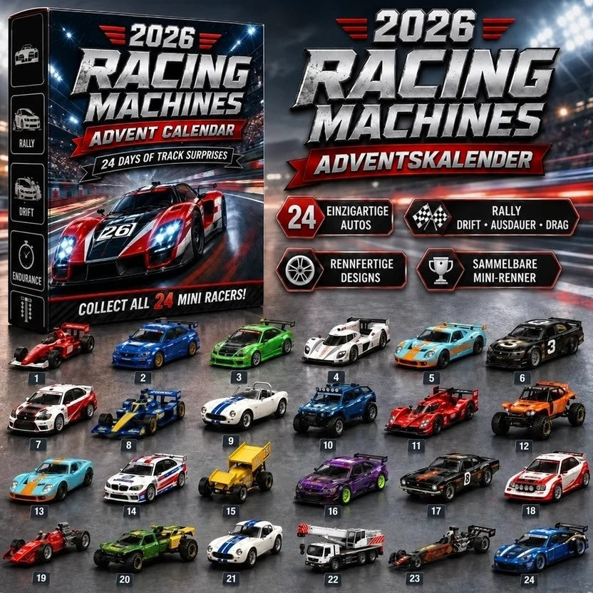 Adventskalender mit 24 klassischen Miniaturautos und Motorrädern