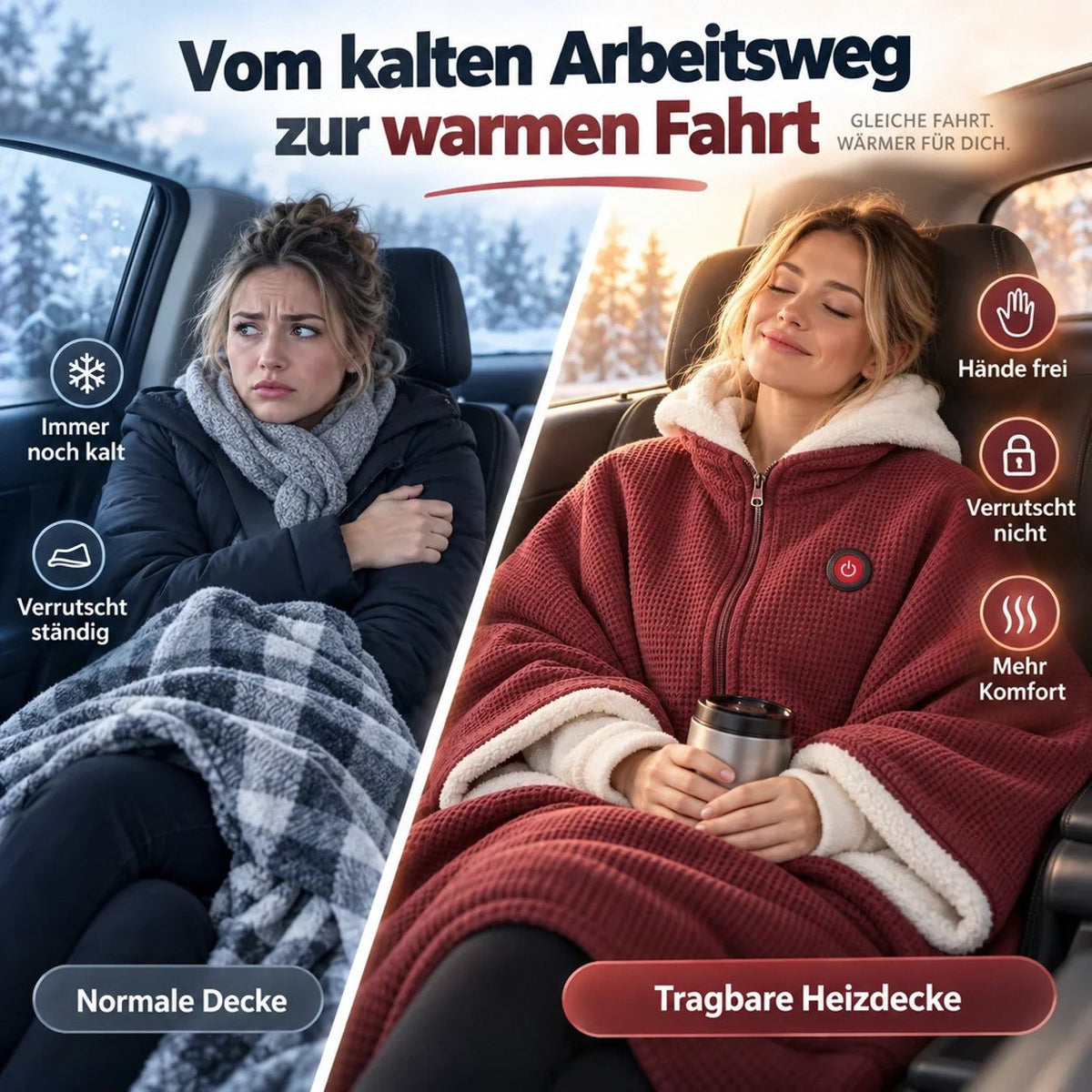 Beheizte Decke Tragbar 3 Stufen USB Wohnzimmer & Büro