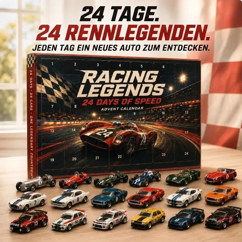Adventskalender mit 24 klassischen Miniaturautos und Motorrädern
