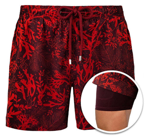 Doppellagige Strandshorts Herren Regular Fit Freizeit Sommer