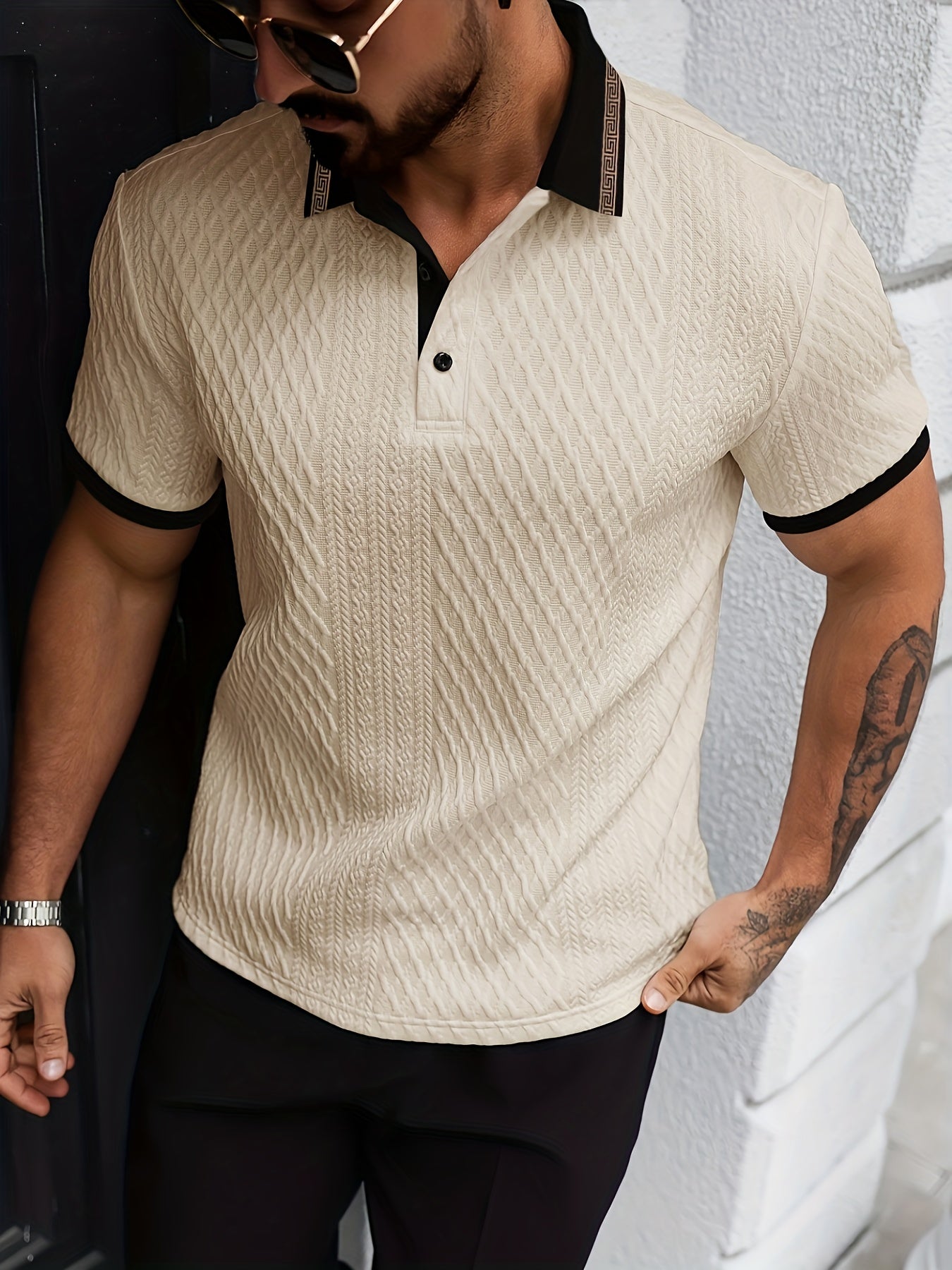 Poloshirt Herren Regular Fit Freizeit Farbblock Sommer