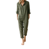 Damen Jumpsuit Regular Fit Casual mit Knopfleiste und Brusttaschen