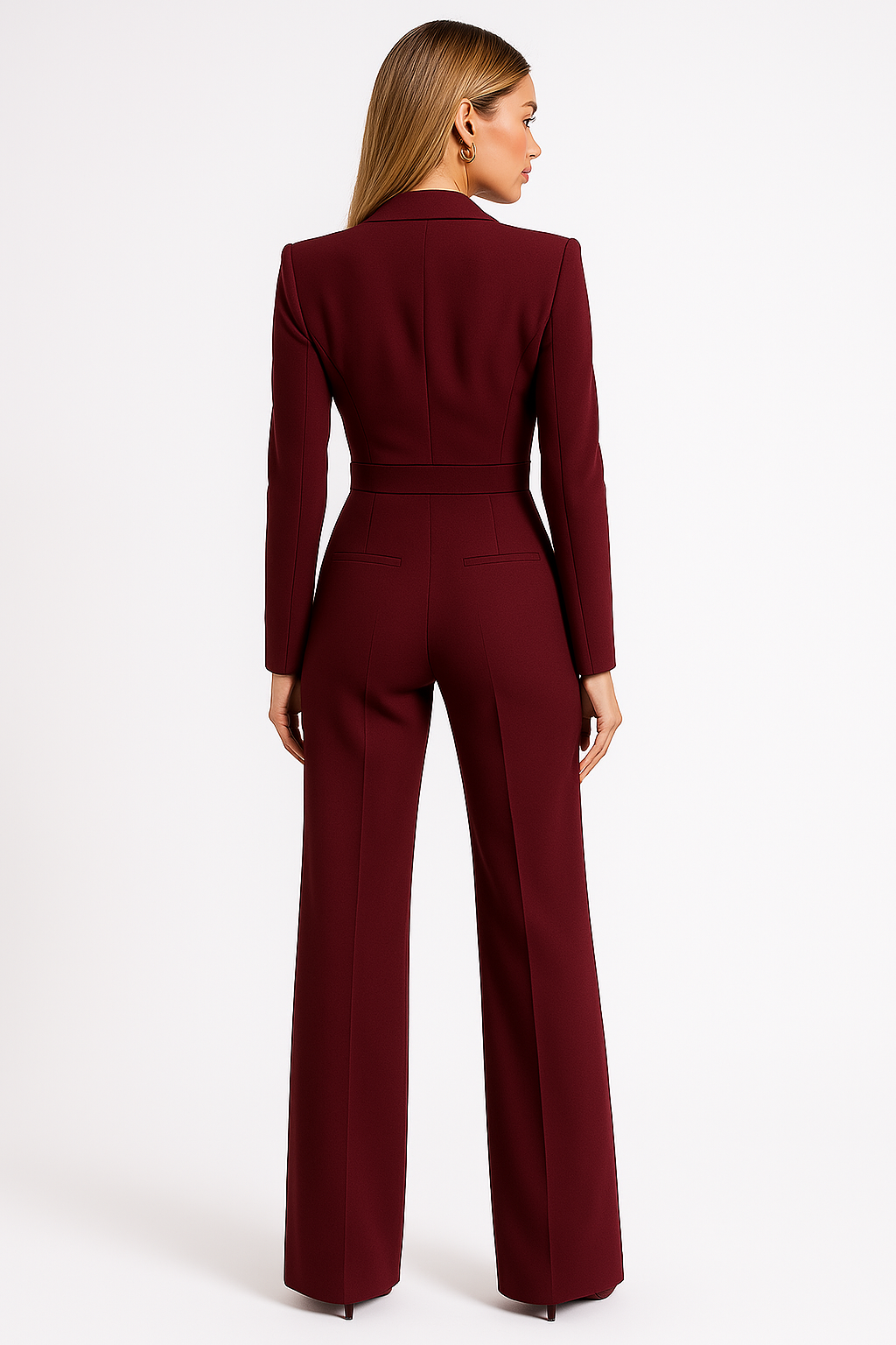 Damen Jumpsuit Slim Fit mit Reverskragen und weitem Bein Freizeit
