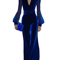 Damen Jumpsuit Slim Fit mit tiefem V-Ausschnitt und weitem Bein