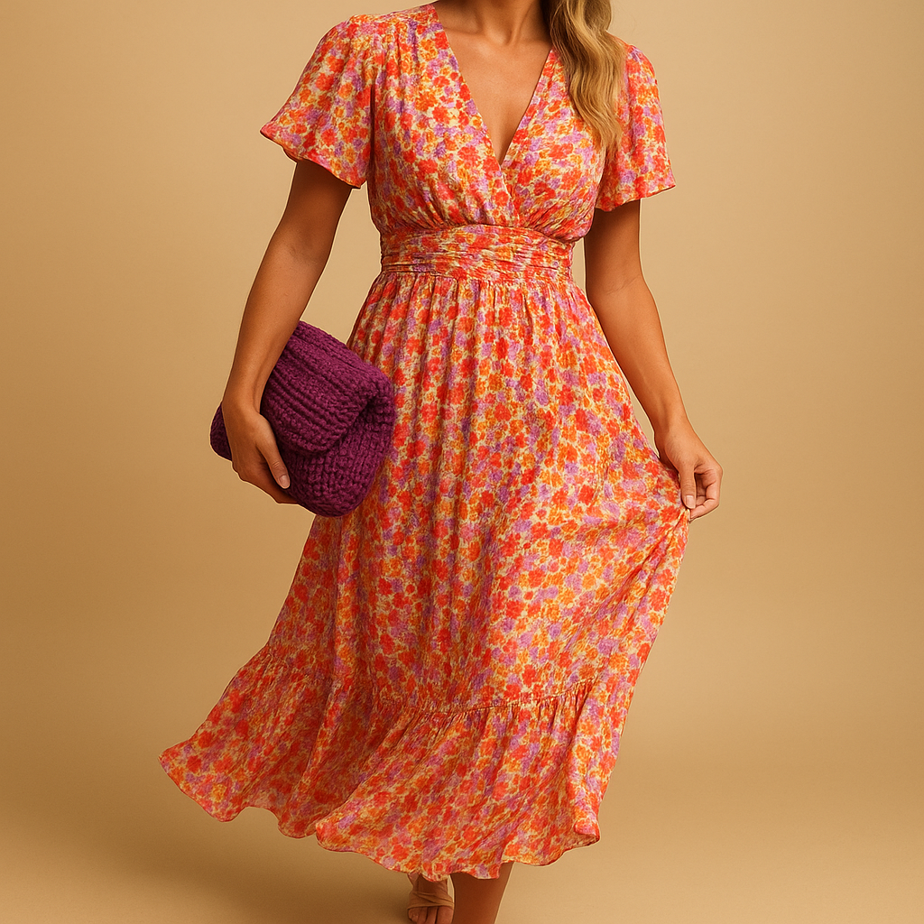 Milly | Damen Kleid Regular Fit Freizeit mit V-Ausschnitt und Blumenmuster