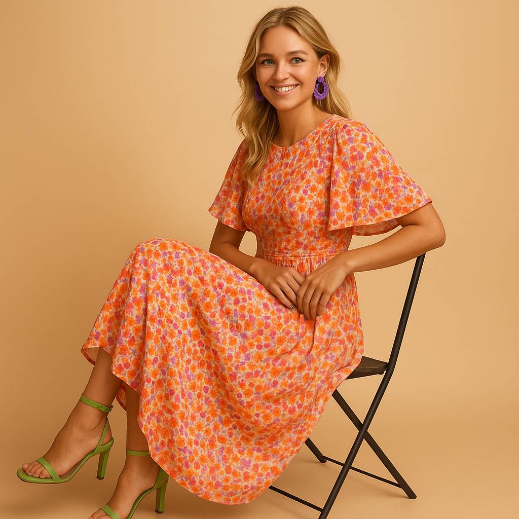 Milly | Damen Kleid Regular Fit Freizeit mit V-Ausschnitt und Blumenmuster