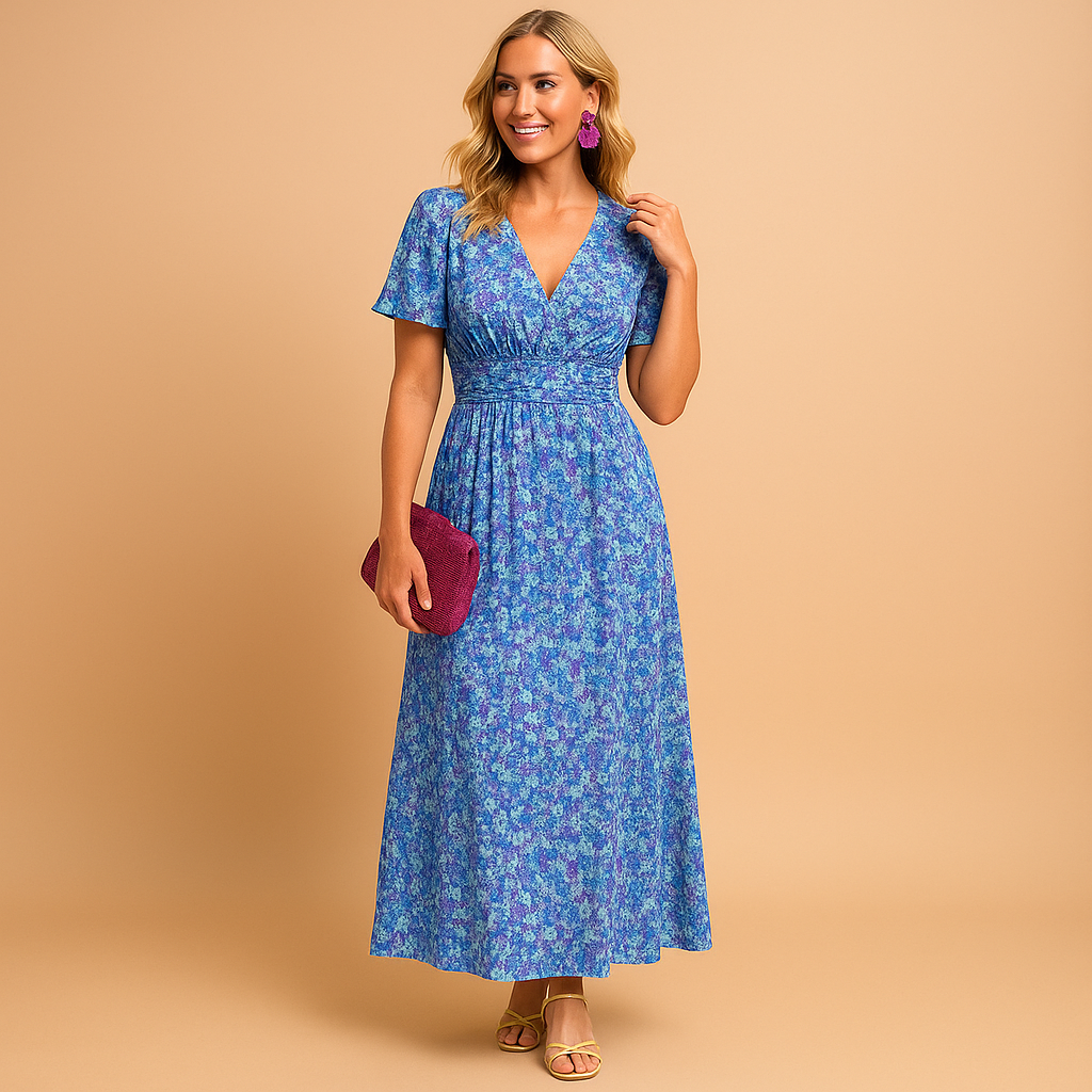 Milly | Damen Kleid Regular Fit Freizeit mit V-Ausschnitt und Blumenmuster