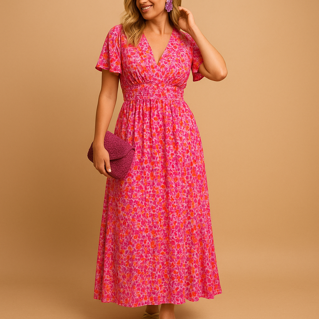 Milly | Damen Kleid Regular Fit Freizeit mit V-Ausschnitt und Blumenmuster
