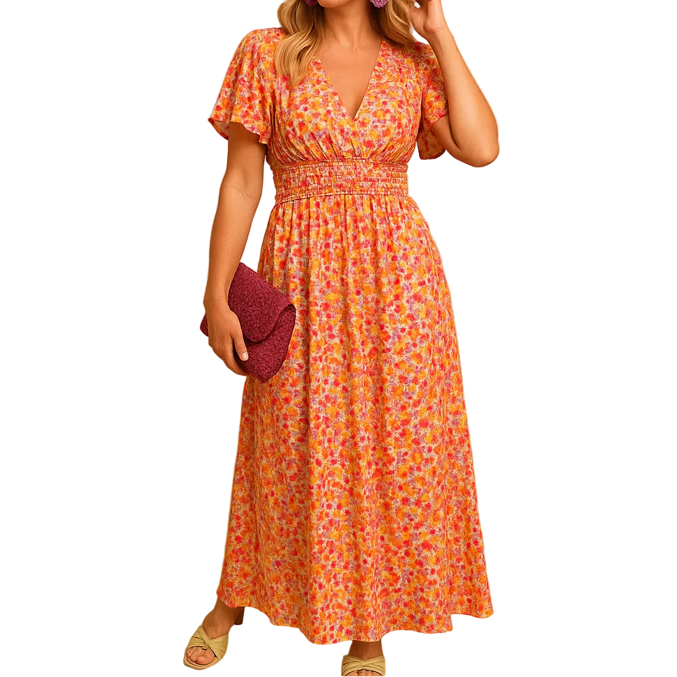Milly | Damen Kleid Regular Fit Freizeit mit V-Ausschnitt und Blumenmuster
