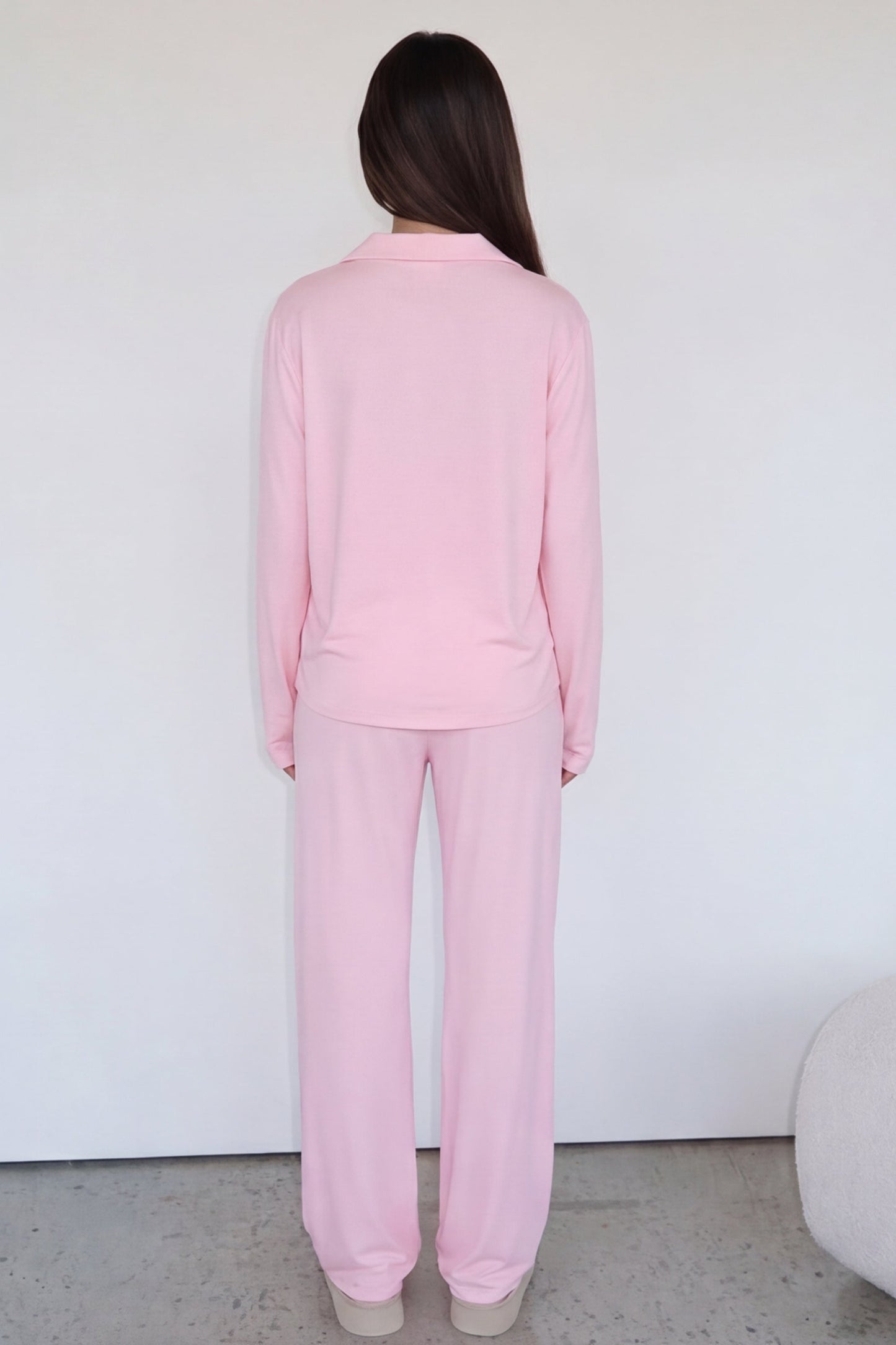 Damen Pyjama-Set Regular Fit Freizeit mit Knopfleiste und Reverskragen