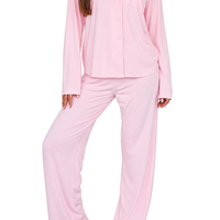 Damen Pyjama-Set Regular Fit Freizeit mit Knopfleiste und Reverskragen