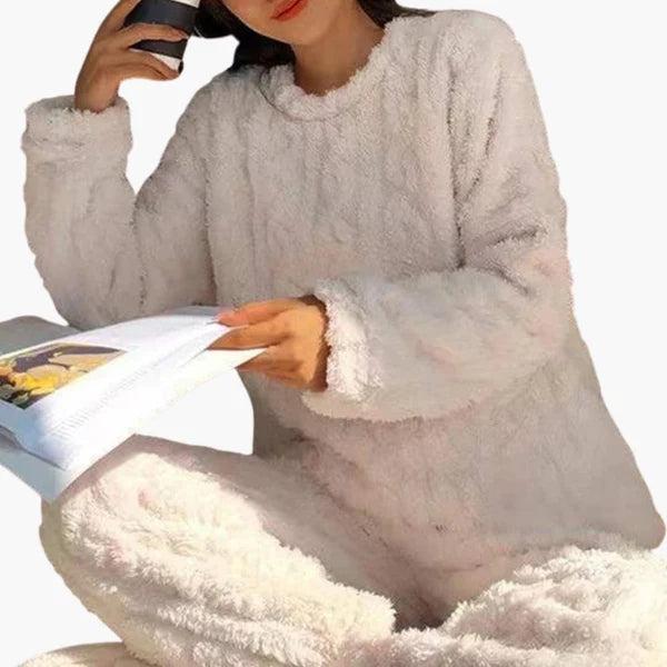 Damen Pyjama-Set Zweiteilig Regular Fit Freizeit Strukturmuster