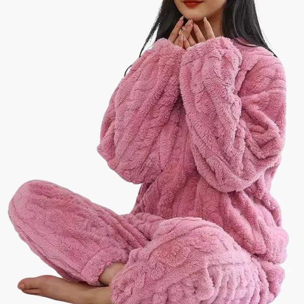 Damen Pyjama-Set Zweiteilig Regular Fit Freizeit Strukturmuster