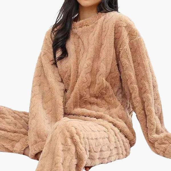 Damen Pyjama-Set Zweiteilig Regular Fit Freizeit Strukturmuster