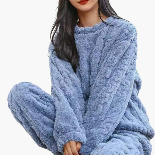 Damen Pyjama-Set Zweiteilig Regular Fit Freizeit Strukturmuster