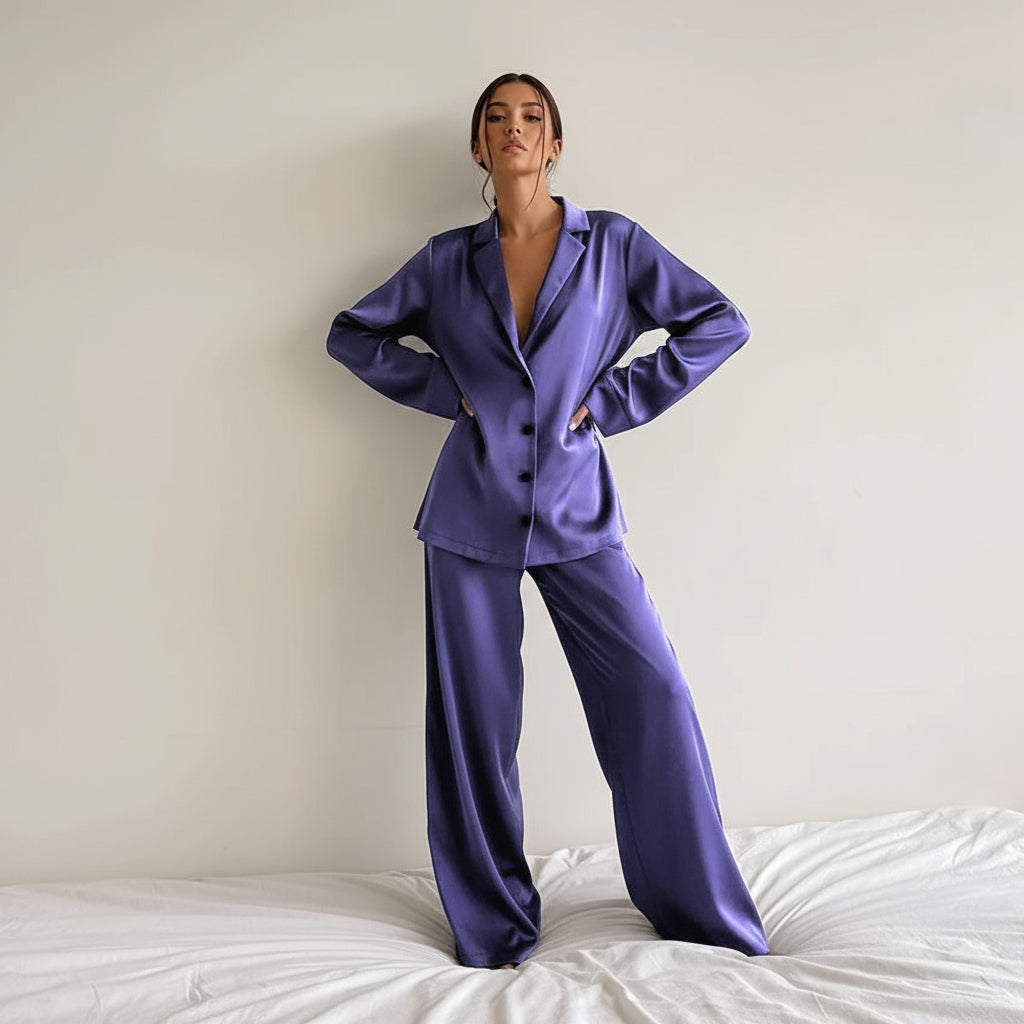Damen Zweiteiliges Set Oversize Casual mit Hemd und weiter Hose