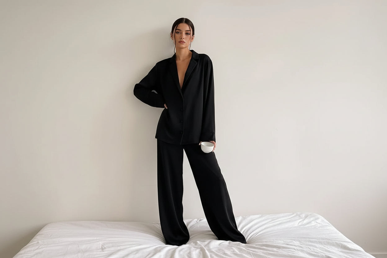 Damen Zweiteiliges Set Oversize Casual mit Hemd und weiter Hose