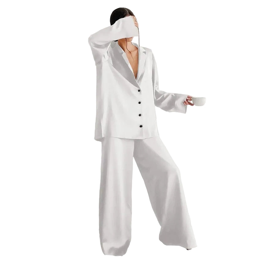 Damen Zweiteiliges Set Oversize Casual mit Hemd und weiter Hose