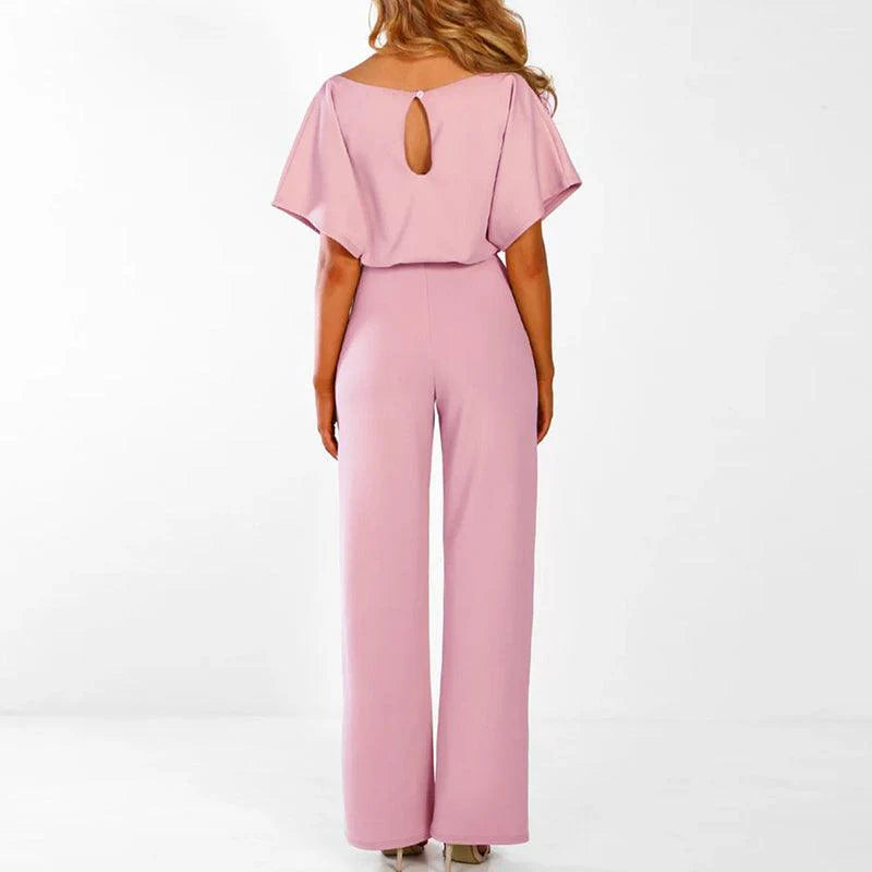 Damen Jumpsuit Relaxed Fit Freizeit mit kurzem Arm und weitem Bein