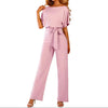 Damen Jumpsuit Relaxed Fit Freizeit mit kurzem Arm und weitem Bein