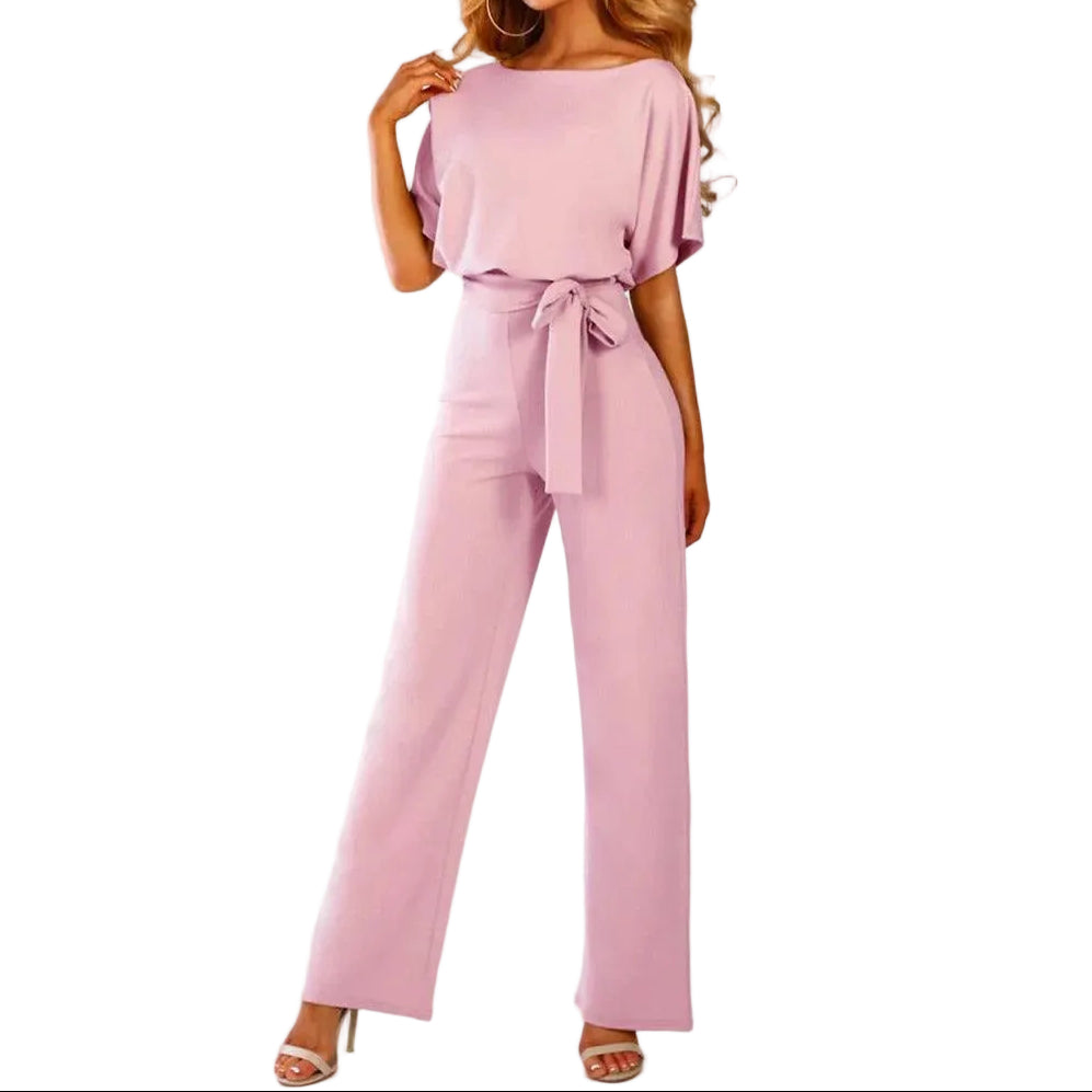 Damen Jumpsuit Relaxed Fit Freizeit mit kurzem Arm und weitem Bein