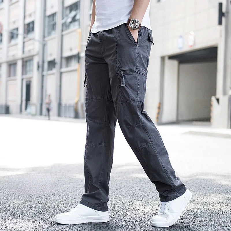 Cargo-Hose Herren Relaxed Fit Casual mit verstellbarem Bund