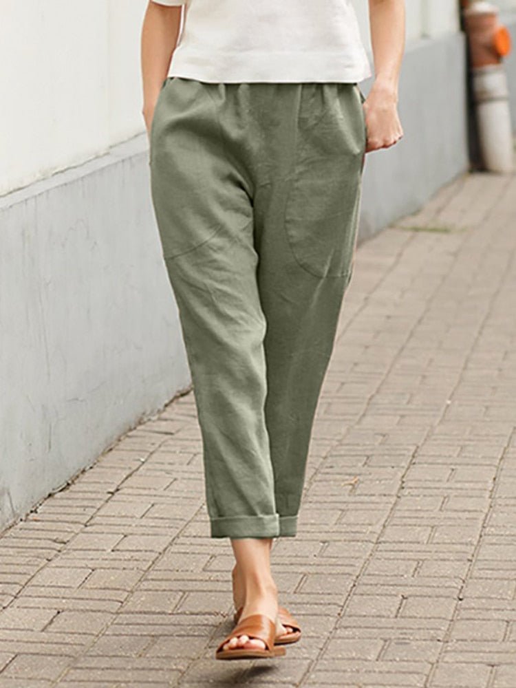 Damen Leinenhose Relaxed Fit Casual Elegant