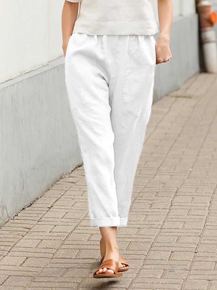 Damen Leinenhose Relaxed Fit Casual Elegant