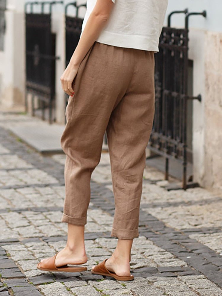 Damen Leinenhose Relaxed Fit Casual Elegant