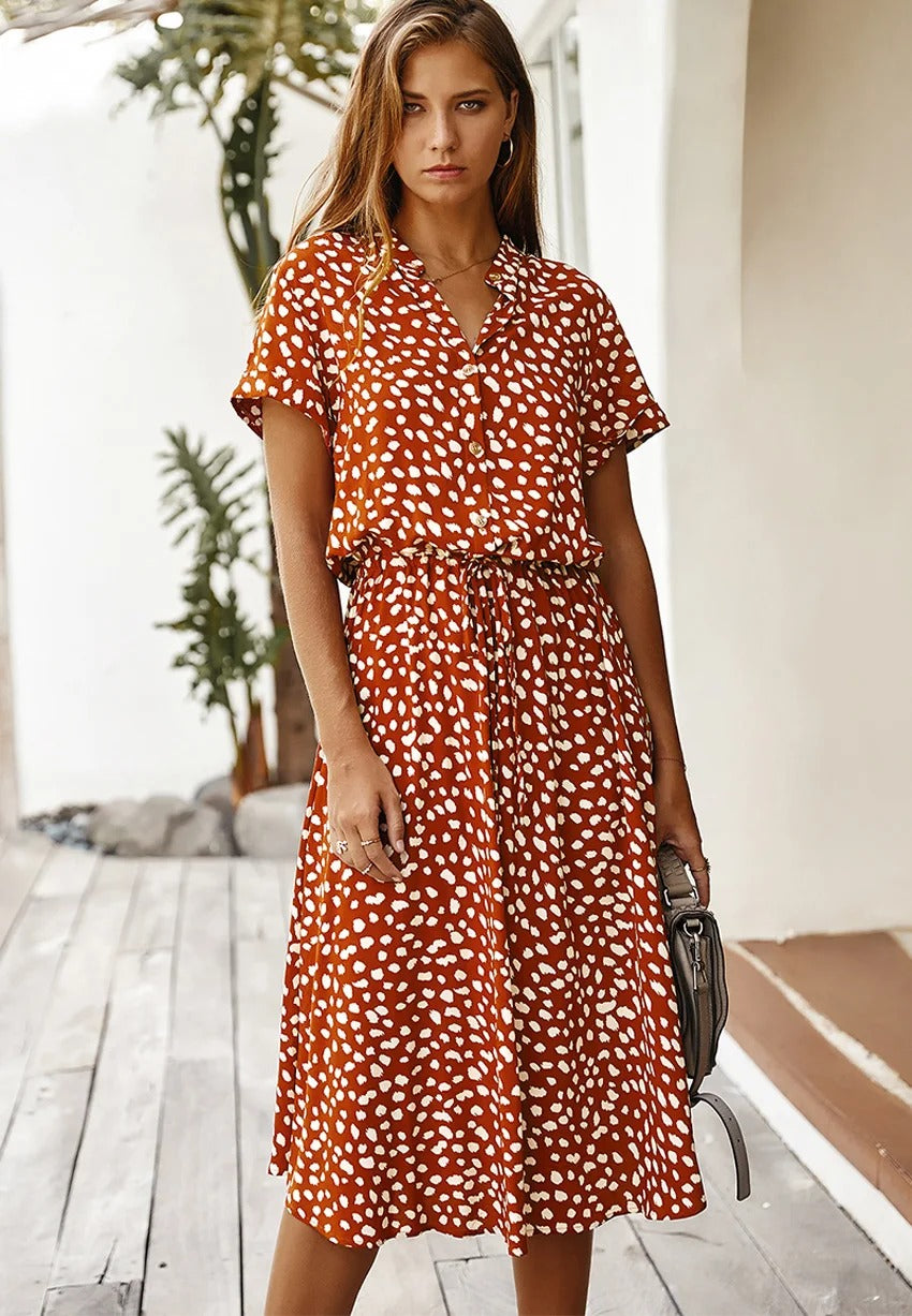 Damen Sommerkleid Regular Fit Freizeit leicht und luftig mit Print