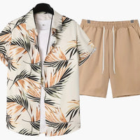Anton | Herren Freizeit Set Relaxed Fit Sommer Kurzarmhemd Palmenmuster & Shorts