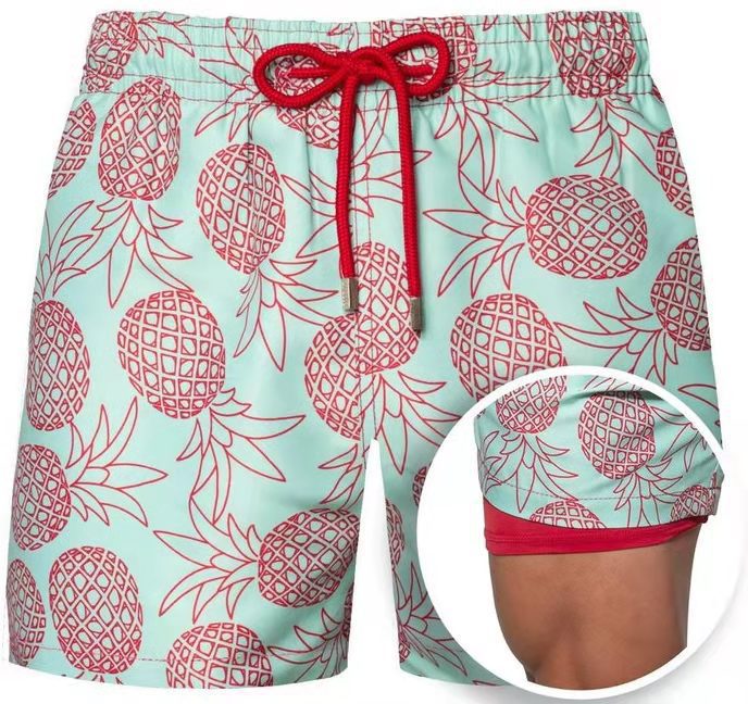 Doppellagige Strandshorts Herren Regular Fit Freizeit Sommer
