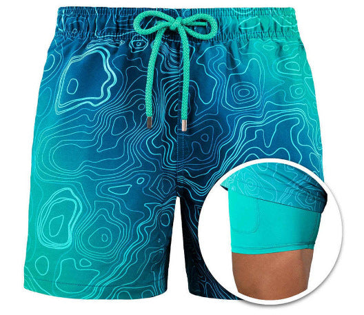 Doppellagige Strandshorts Herren Regular Fit Freizeit Sommer