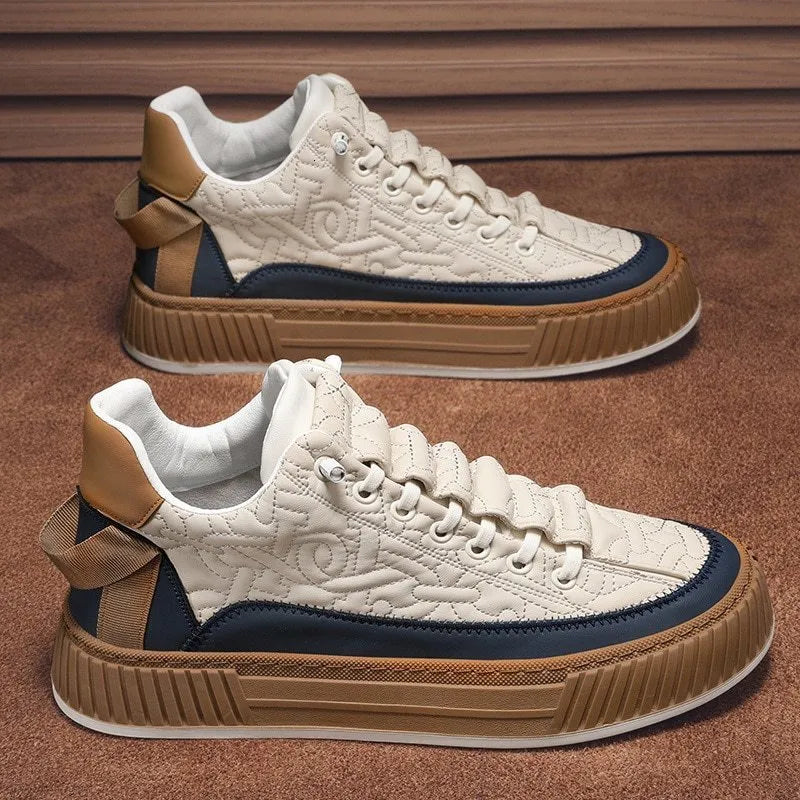 Herren Stepp-Platform-Sneaker - Schnürung Niedrig-Top Trainer