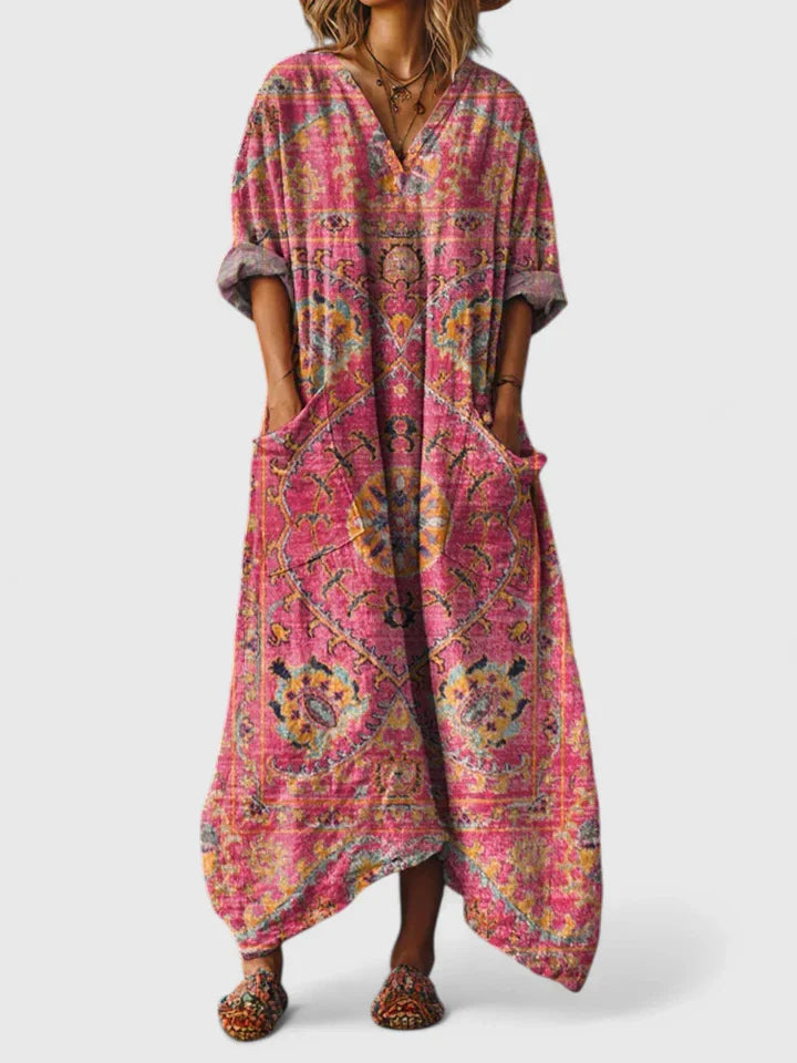 Damen Kleid Relaxed Fit Freizeit Boho Stil