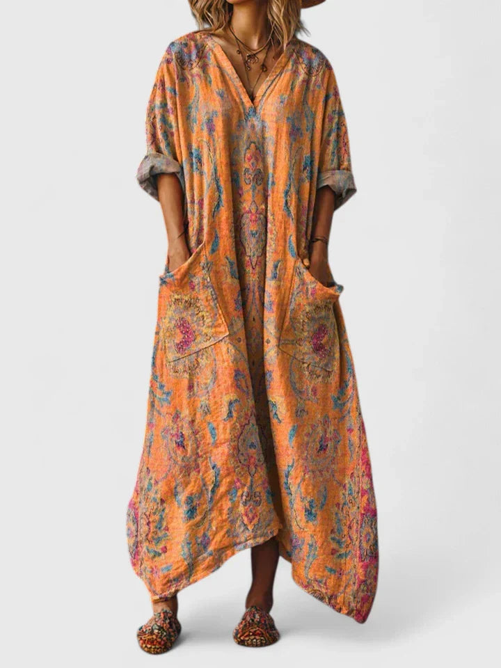 Damen Kleid Relaxed Fit Freizeit Boho Stil