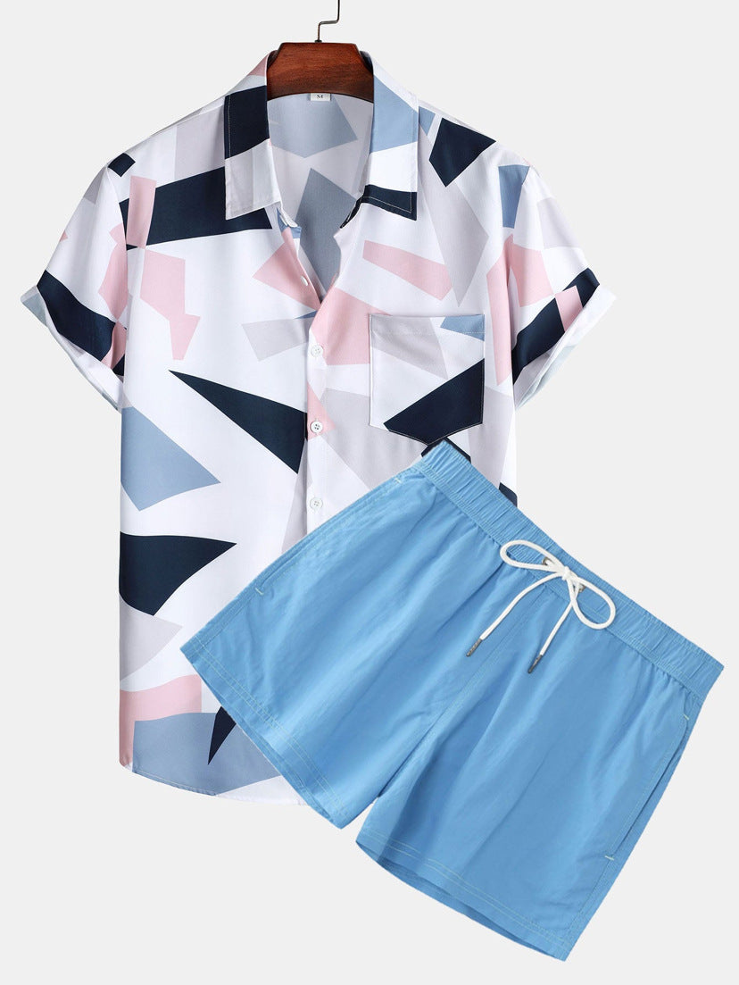Rudi | Herren Sommer Freizeit Set Relaxed Fit Kurzarmhemd und Shorts