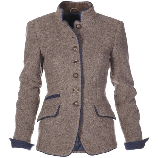 Damen Slim Fit Blazer Elegant Kragenlos Business Freizeit