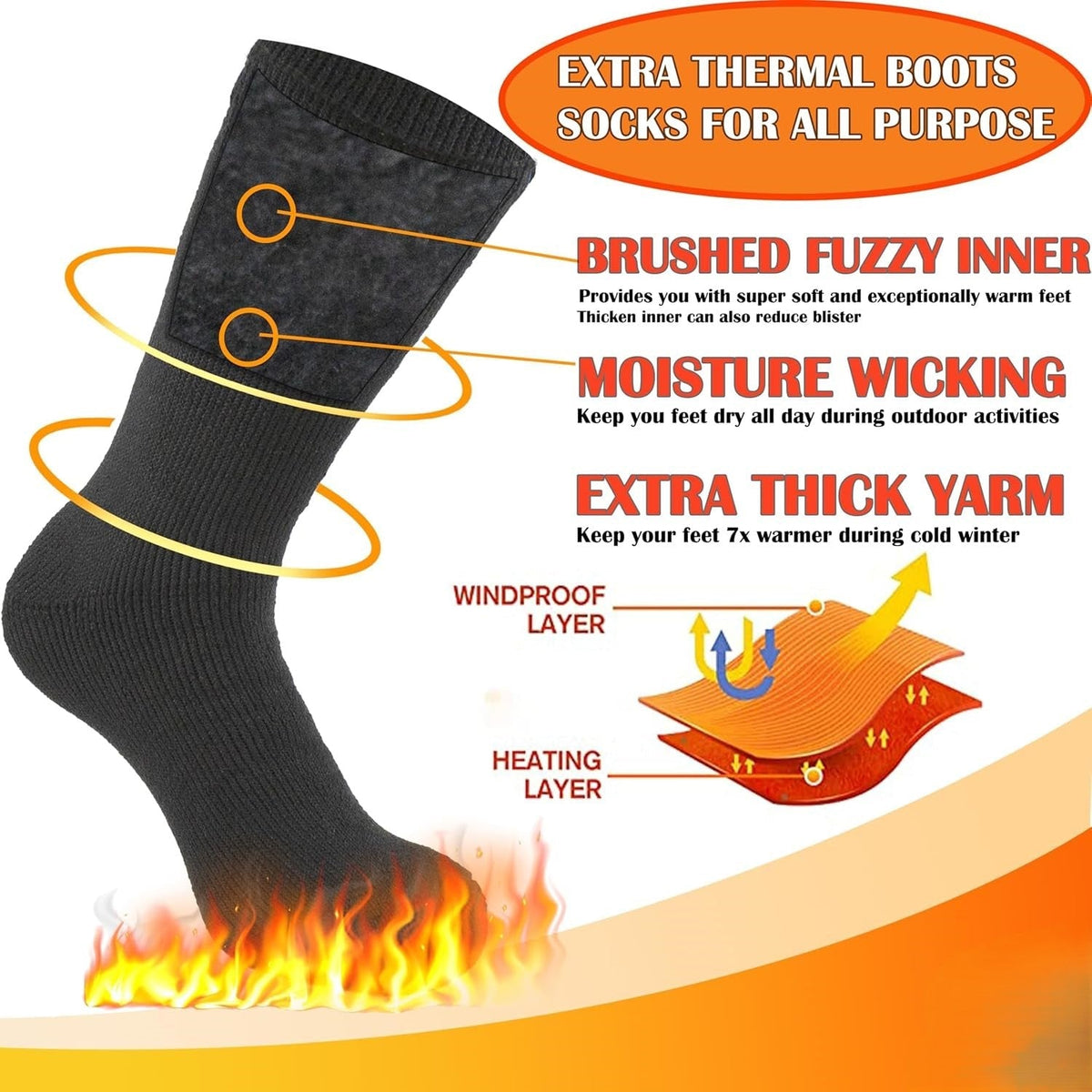 Wollsocken Herren Thermisch Outdoor Winter Warm