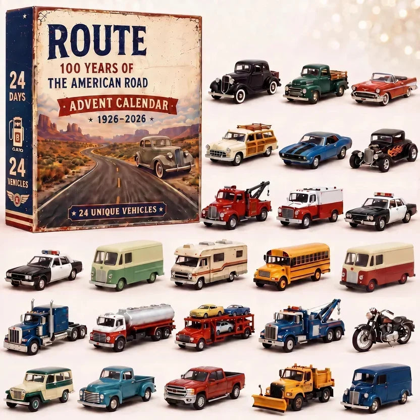 Adventskalender mit 24 klassischen Miniaturautos und Motorrädern